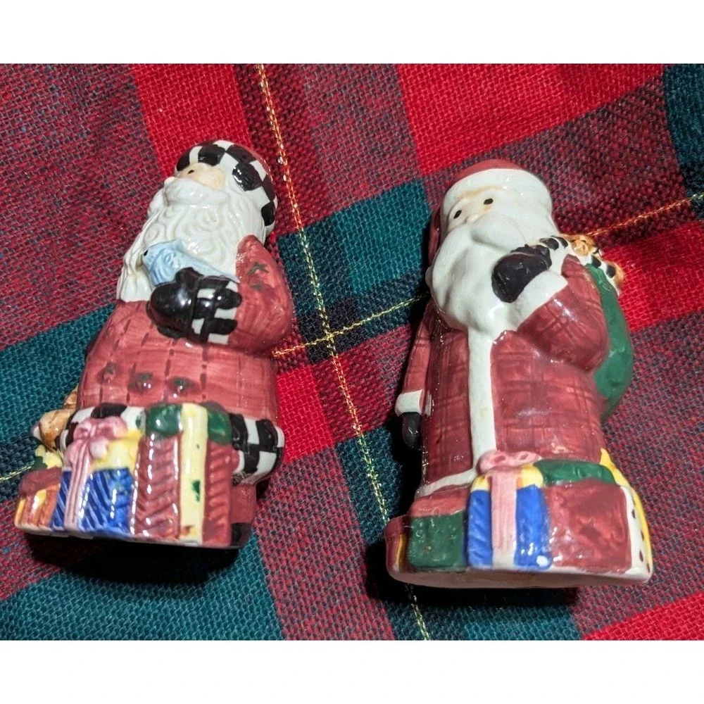 Santa's Spirit Salt Pepper Shaker Vintage Debbie Mumm for Sakura